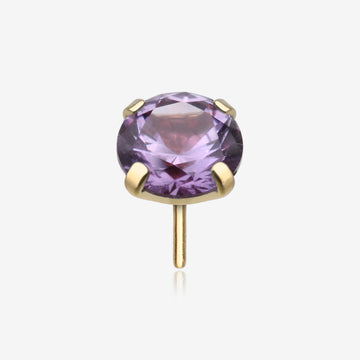 Pure24K Implant Grade Titanium OneFit Threadless Alexandrite CZ Prong Set Birthstone Gem Top Part